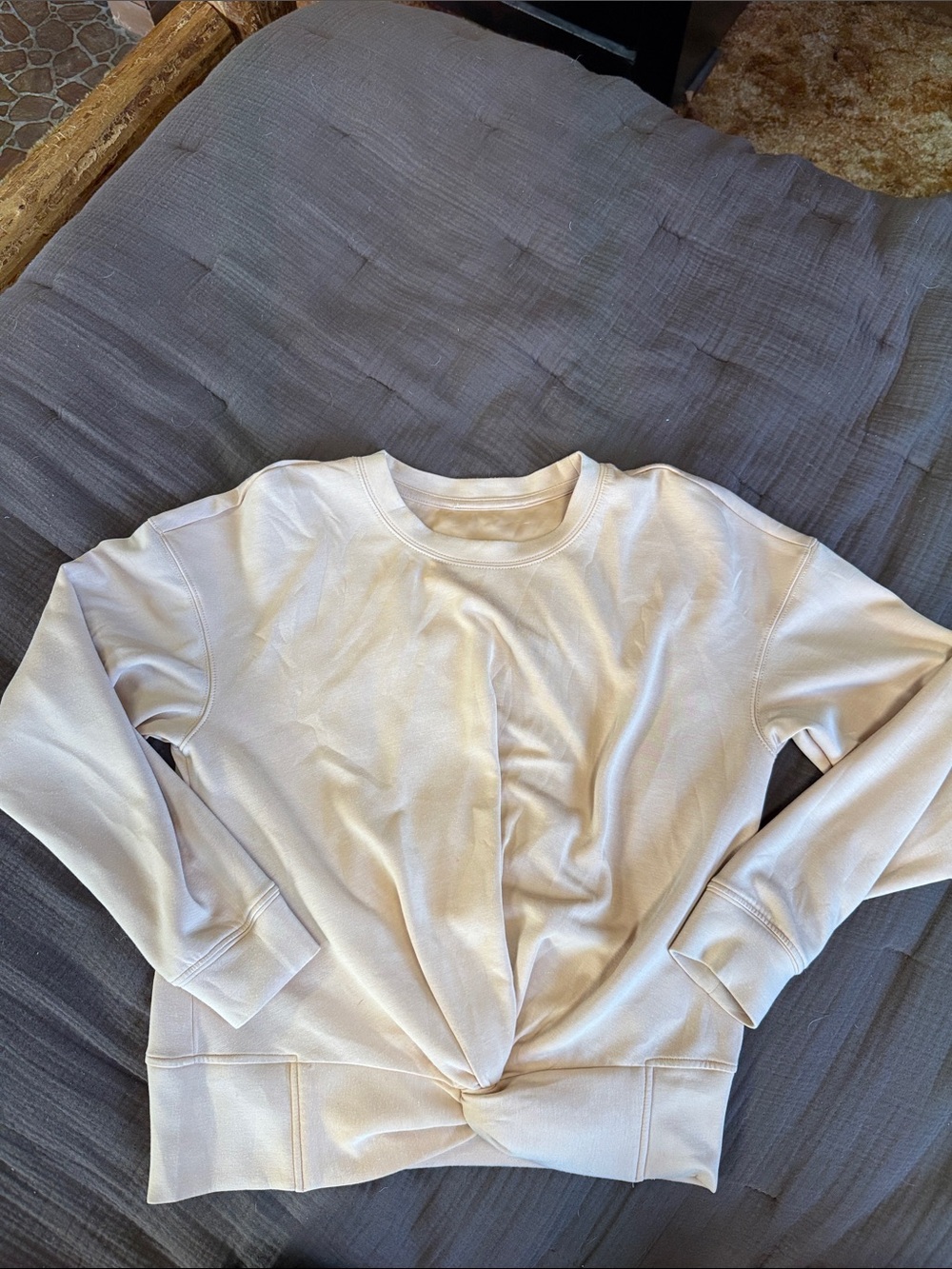 Twist Front Crewneck Sweatshirt - Cream